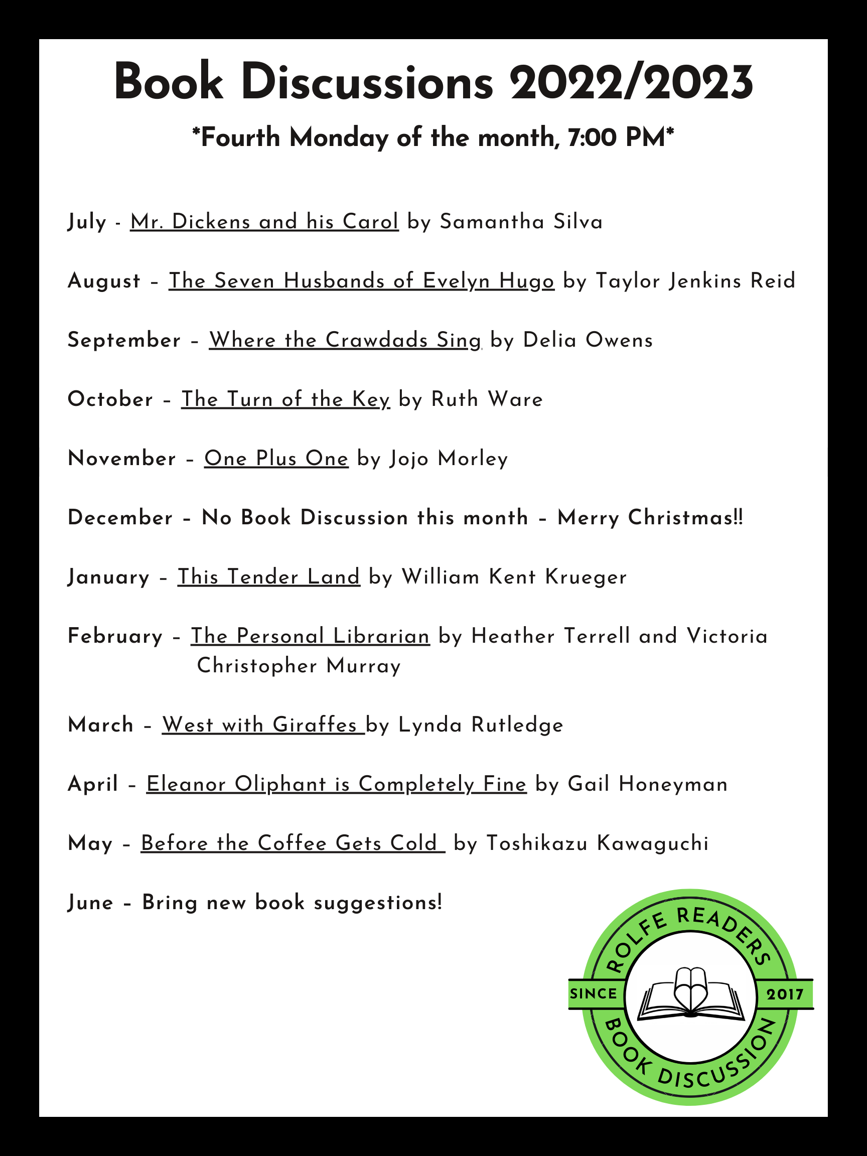 Book Group Rolfe Public Library